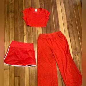 Matching set, Aerie Offline, red terry lounge set (hole in one collection)